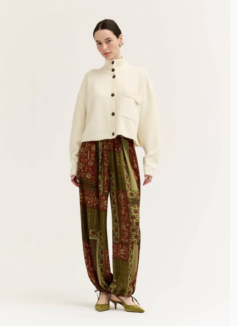 Ivory Funnel Neck Crop Cardigan|8395
