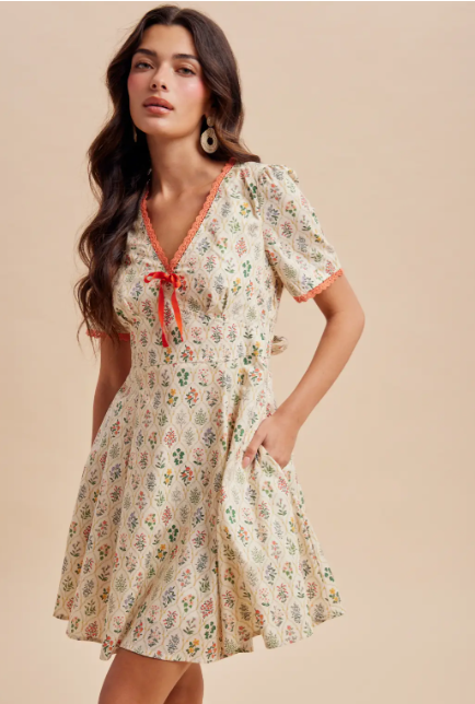 Wildflower Mini Dress w Pockets|7493