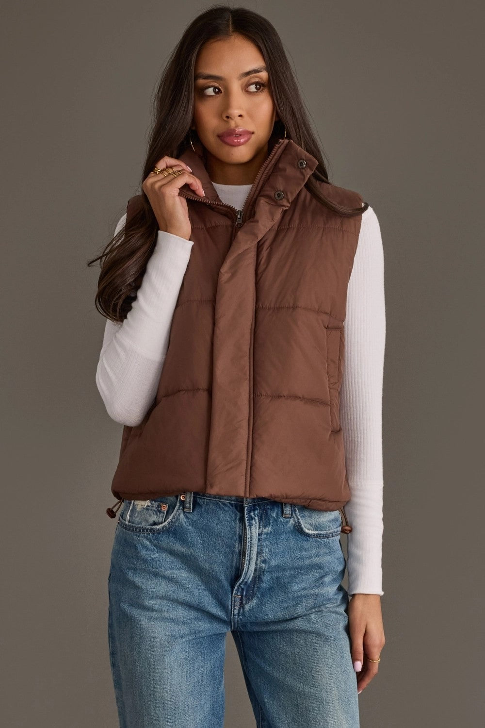 Brown Puffer Vest|7985