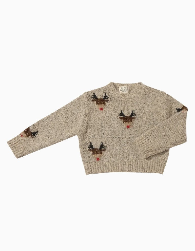 Beige Reindeer Sweater|8313