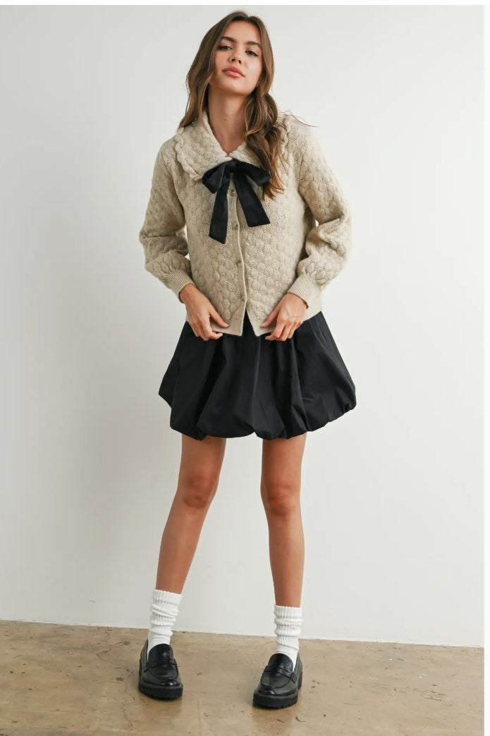 Button-Up Bow Front beige|6434