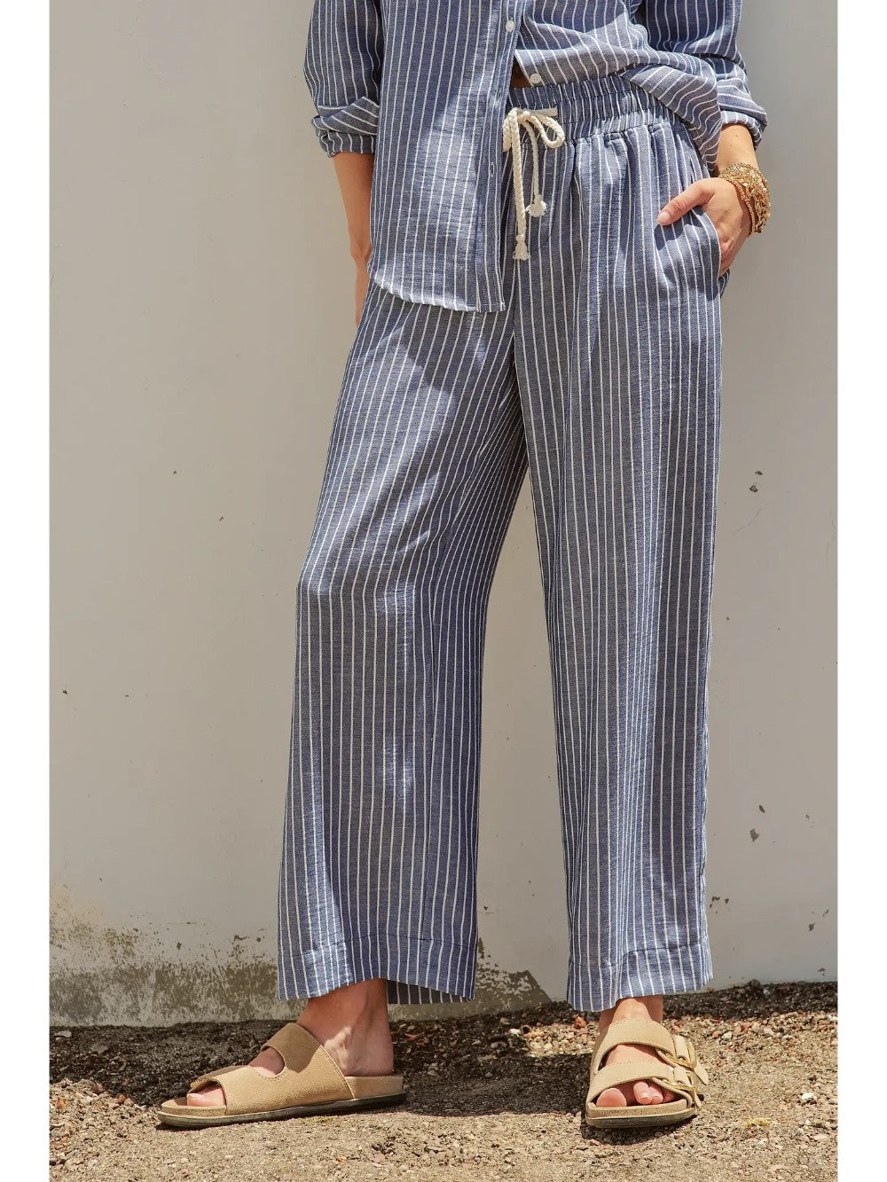 Linen Drawstring Capris|7943