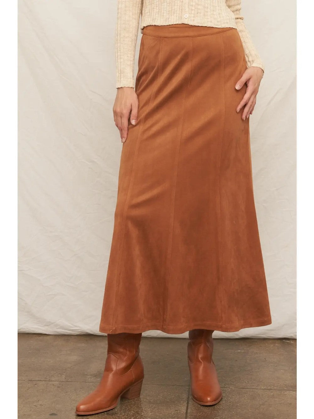 Suede Maxi Skirt|8141