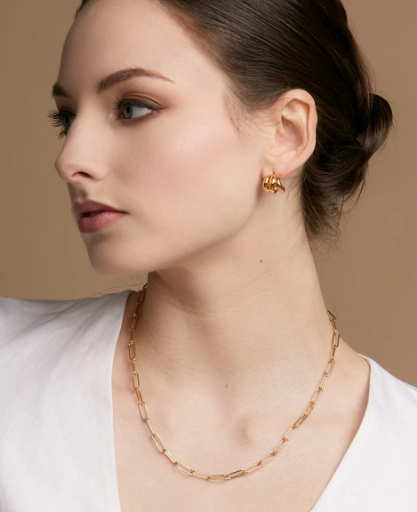 Gold Plated Slim Paperclip Necklace|8427