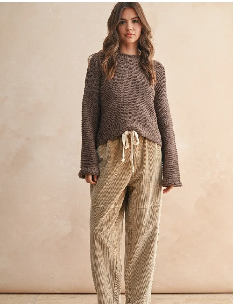 Round Neck Knitted  Sweater Top|8105
