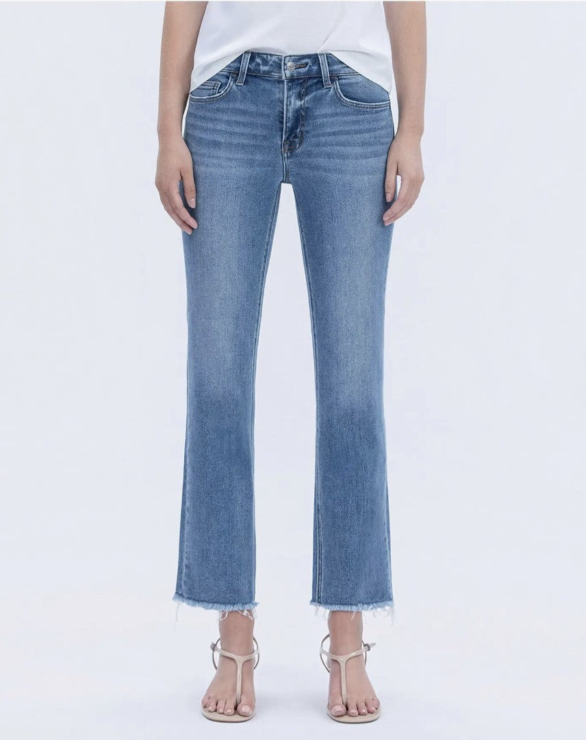 Mid Rise Raw Hem Crop Straight|8124
