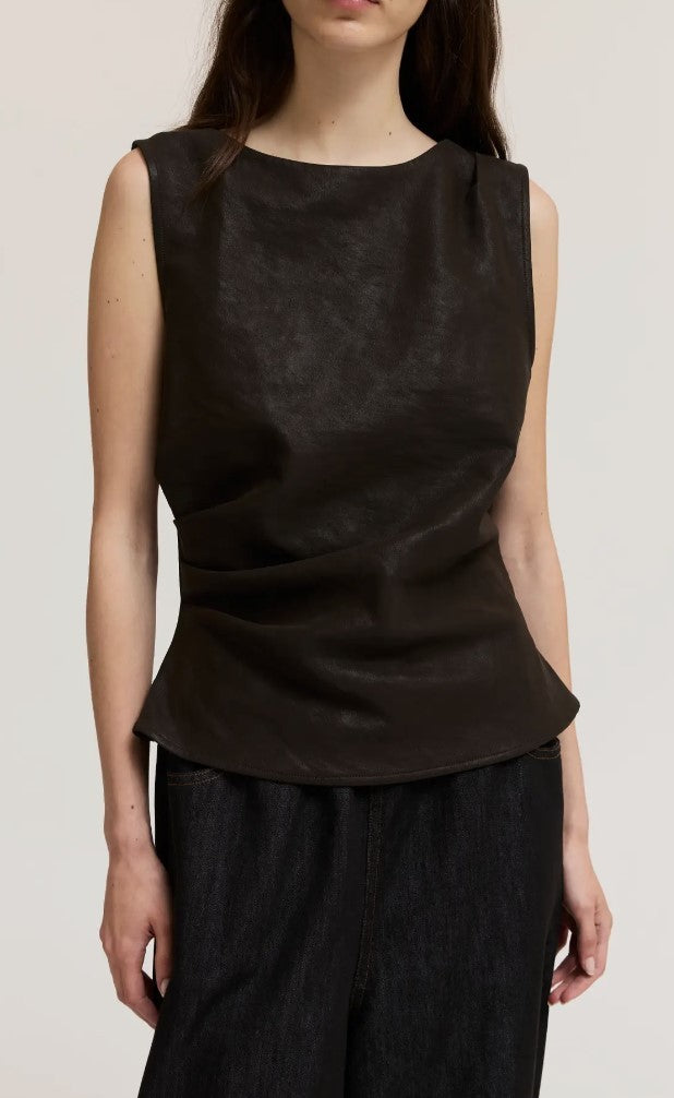Vegan Leather Shell Top|8240