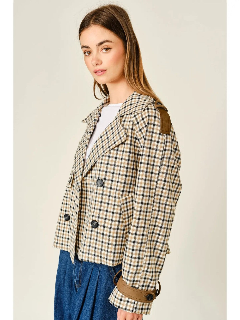 Oxford Plaid Trench Jacket|8140
