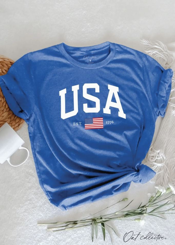 USA Est.1776 Graphic T-Shirt- Blue|5912
