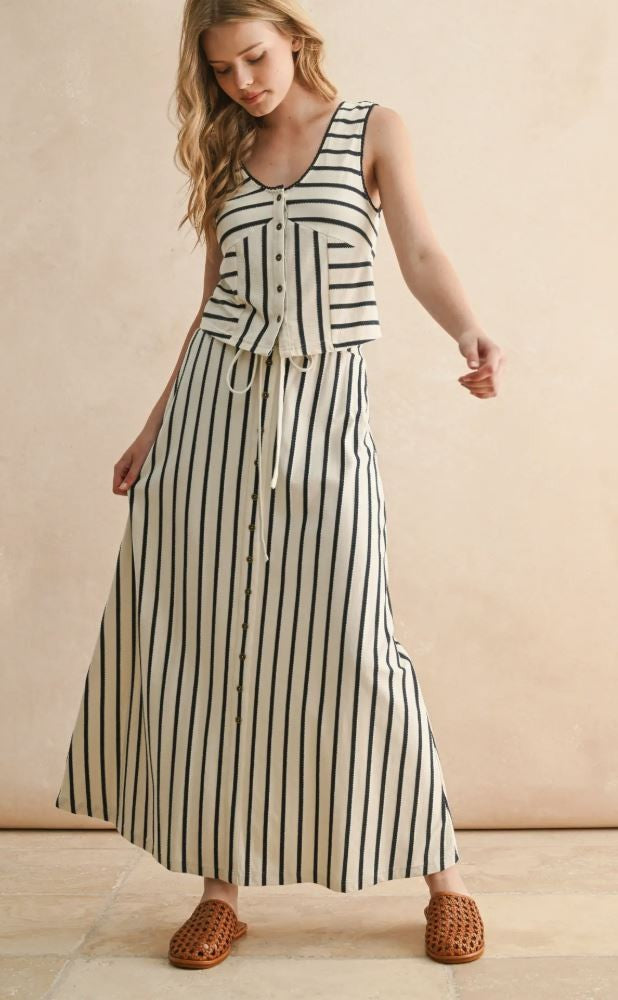 Striped Long Skirt|6126