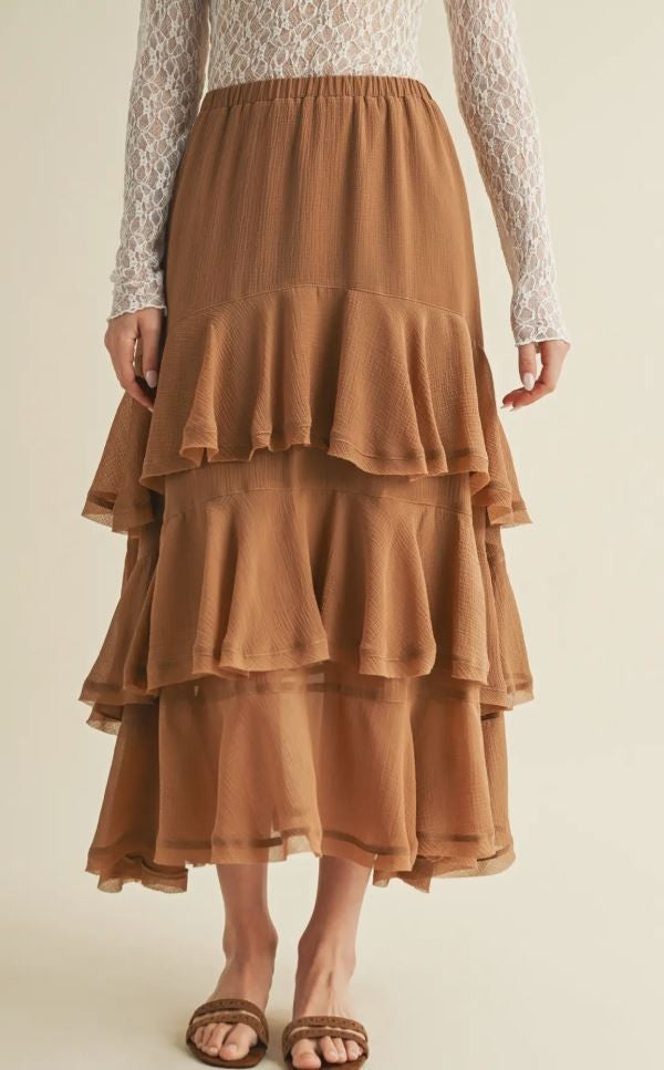 Pull On Ruffle Tiered Skirt|6208