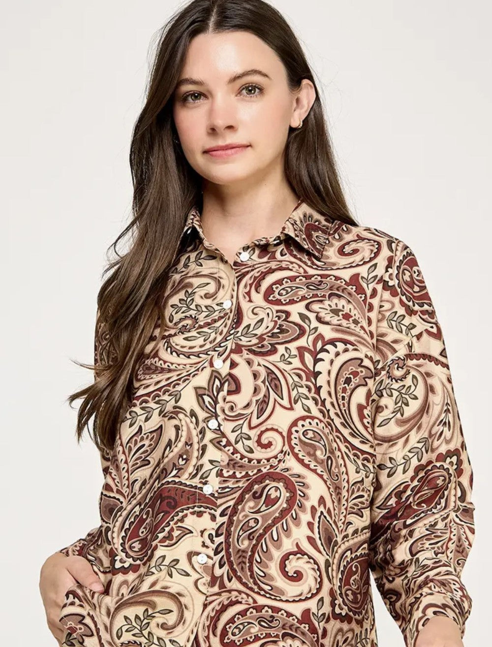 Paisley Printed Long Sleeve Top-Multi|6393