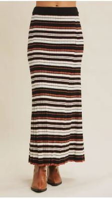 Stripe Sweater Maxi Skirt|6395