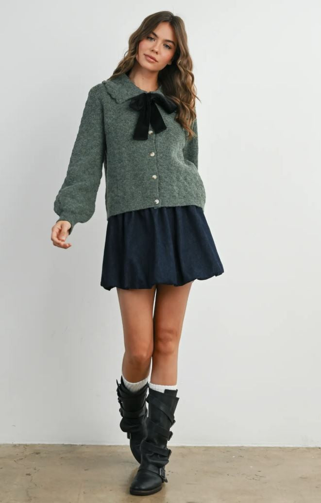 Button-Up Bow Front green|6433