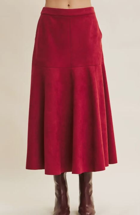 vegan suede skirt cranberry|6489