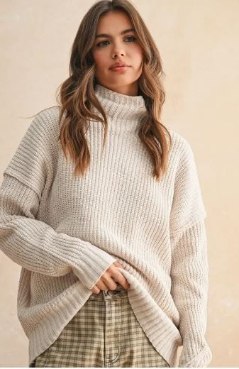 Chenille High Neck Sweater|6498