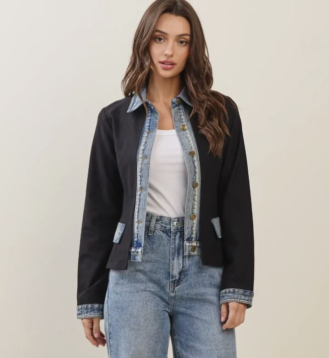 Denim Trim Jacket|6629