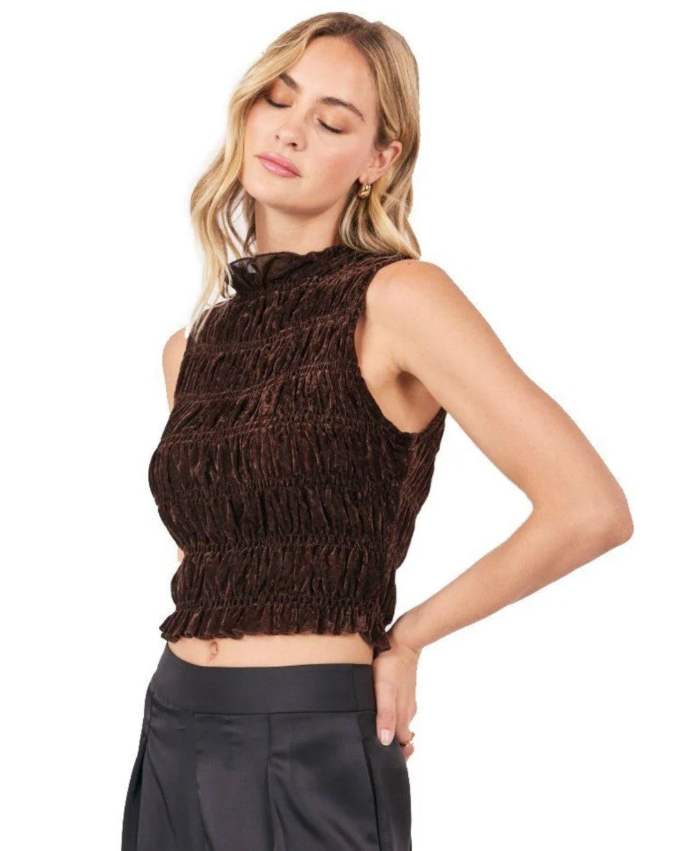 The Drama Oak Smocked Neck Knit Top|6721