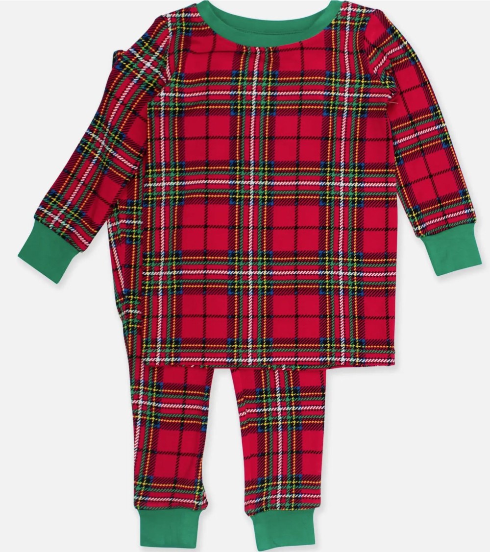 Kids Bamboo Red Nicholas Plaid Long Sleeve PJ Set|6789