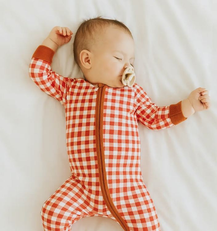 2-Way Zip Bamboo Footy- Plaid Gingham|6790