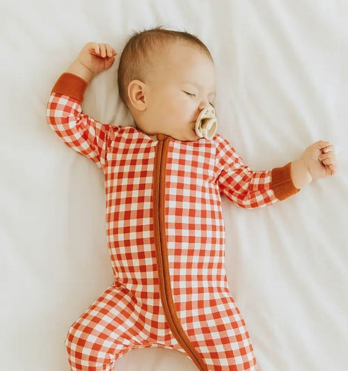 2-Way Zip Bamboo Footy- Plaid Gingham|6790