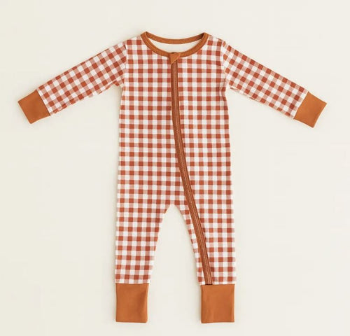 2-Way Zip Bamboo Footy- Plaid Gingham|6791
