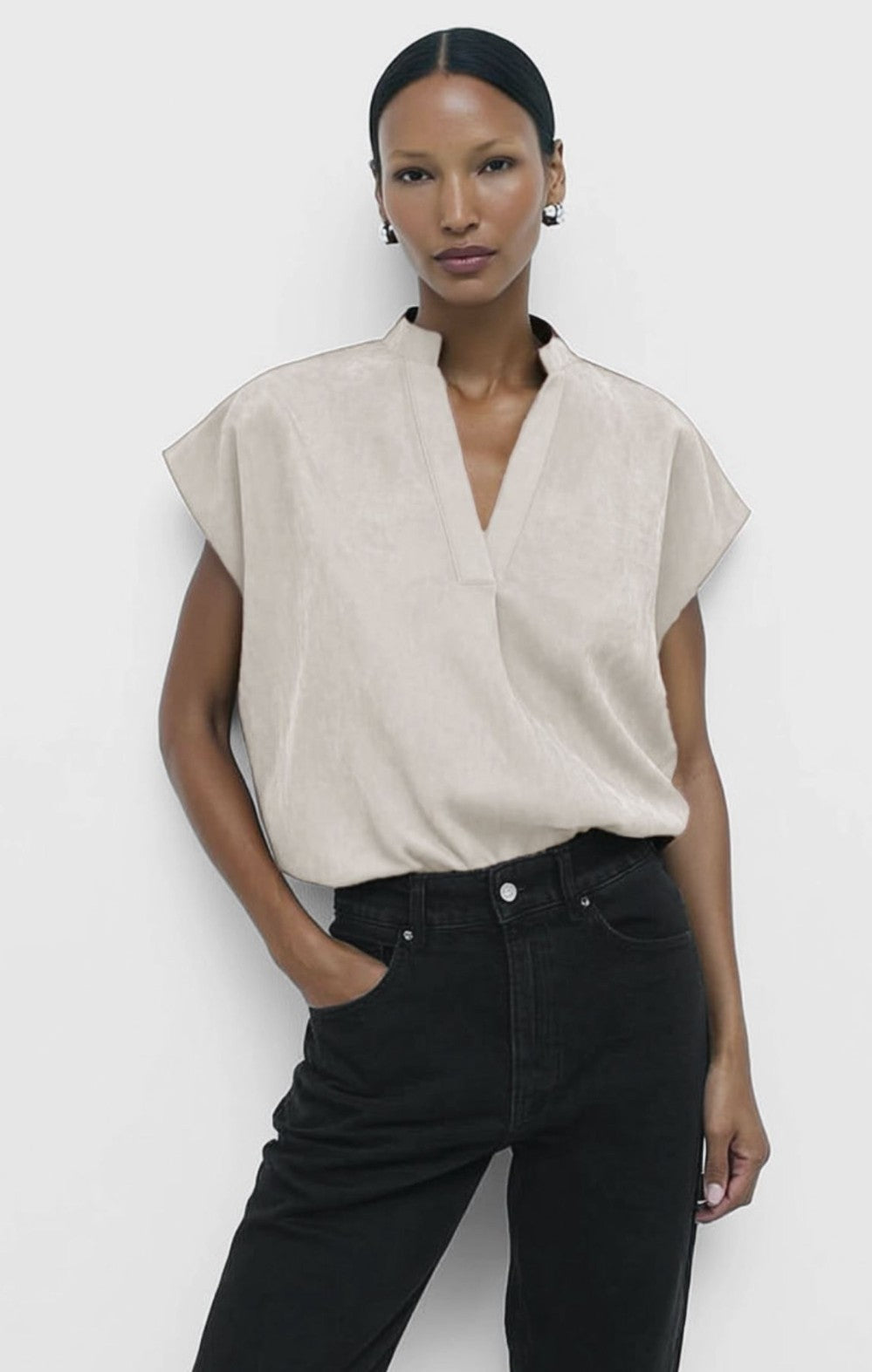 Soft Matte Drop Shoulder Blouse|6827