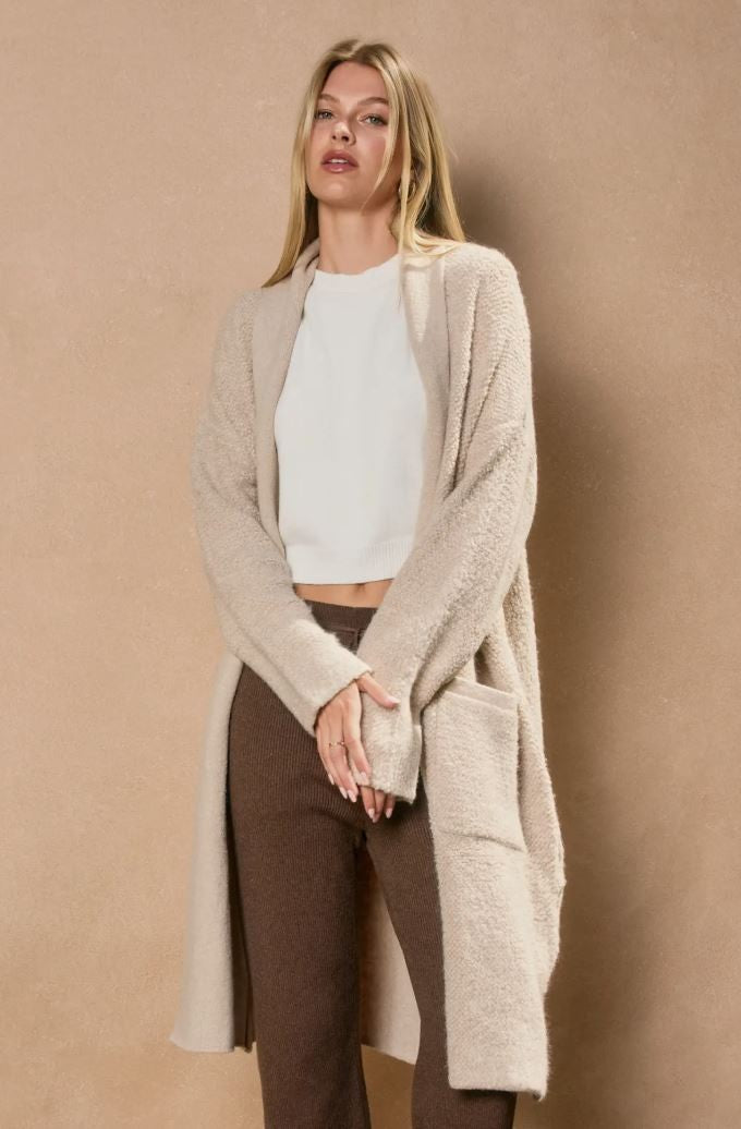 Neutral Open Front Long Cardigan|6859