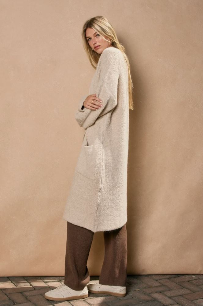 Neutral Open Front Long Cardigan|6860