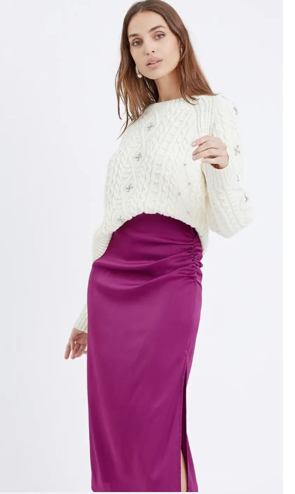 Faye Textured Slip Midi Skirt|6886