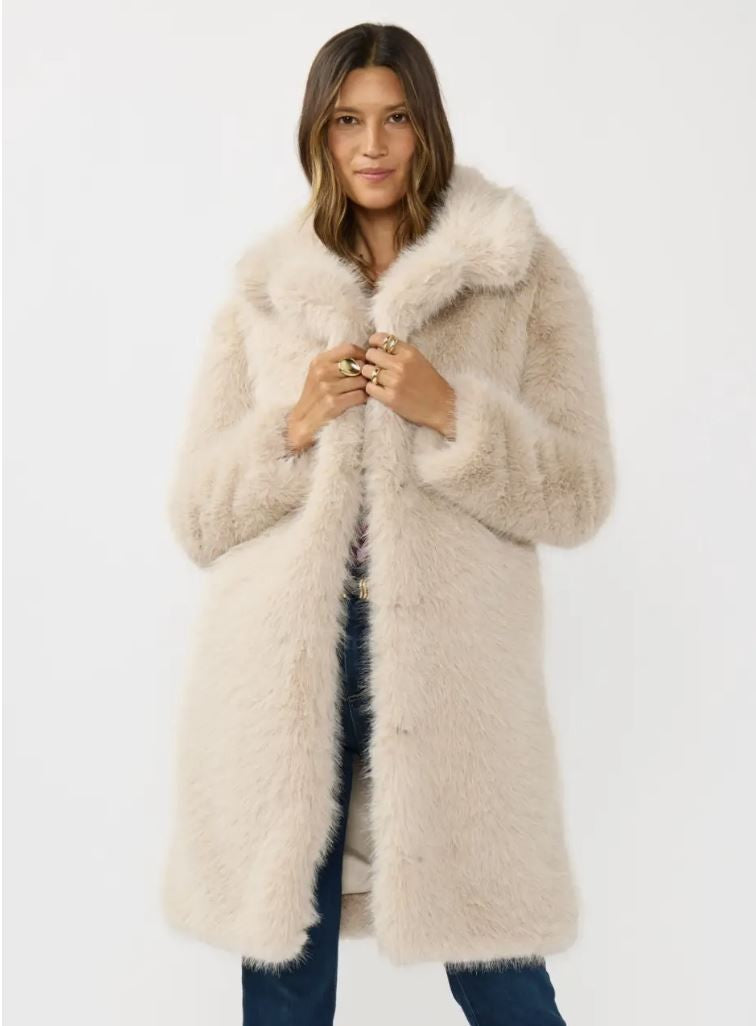 Sandy Plush Longline Faux Fur Coat|7037