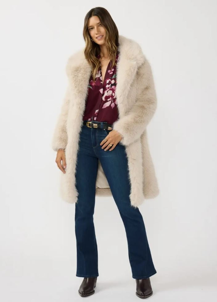 Sandy Plush Longline Faux Fur Coat|7038