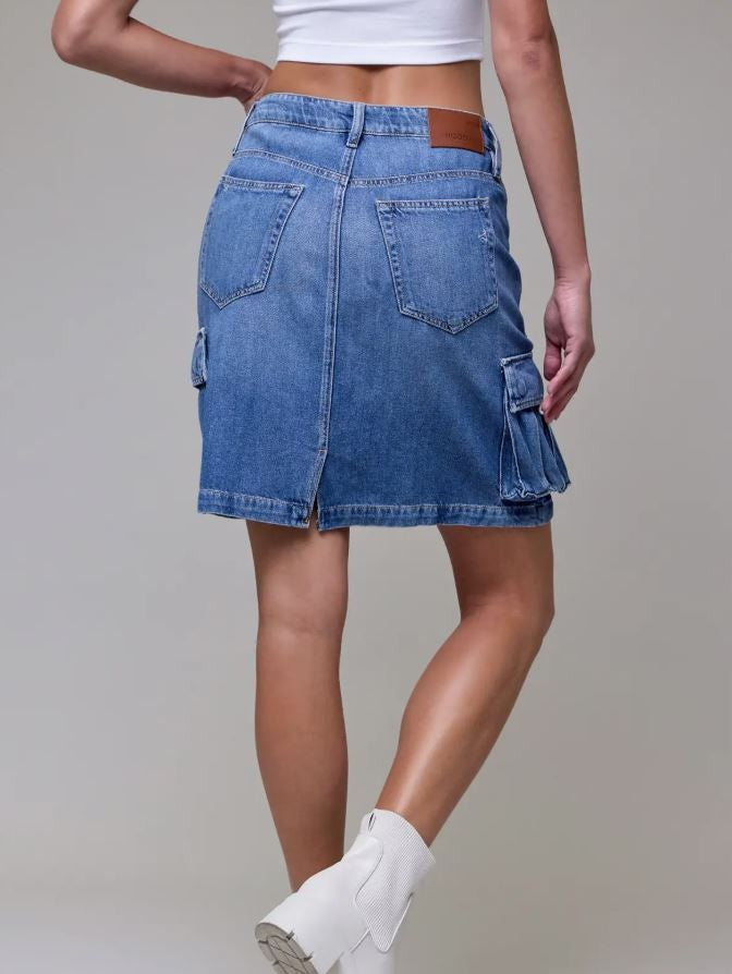 Denim Cargo Knee Length Skirt|7120