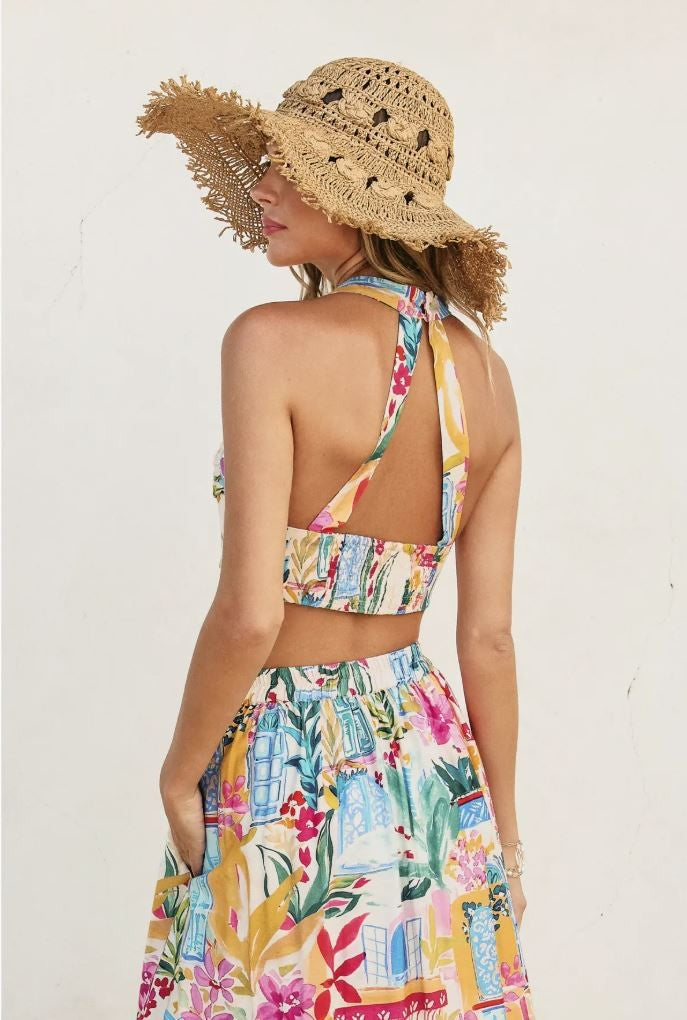 Summer Print Crop Halter Top|7137