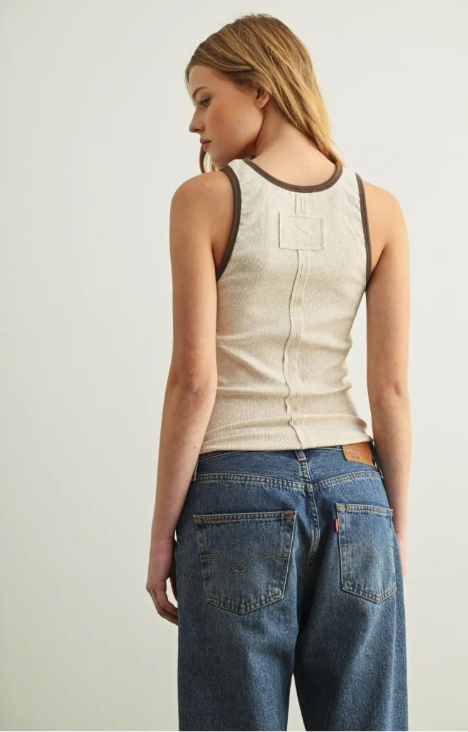 Brwn/ Crm Color Contrast Tank Top|7154