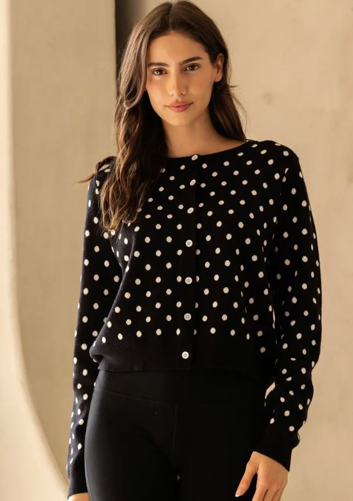 Polka Dot Button-Down Cardigan|7191