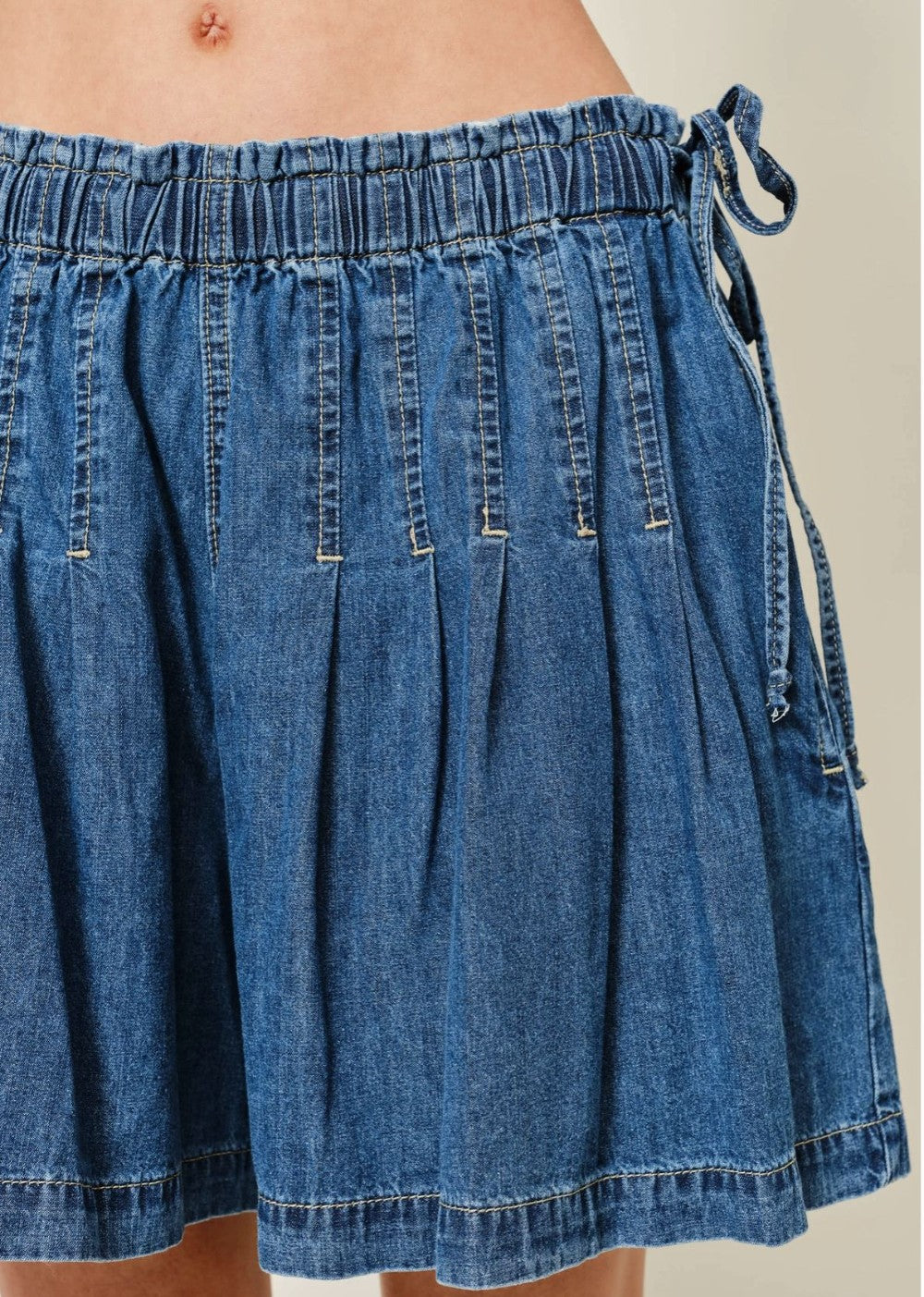 Elastic Lovely Flare Denim Shorts|7230