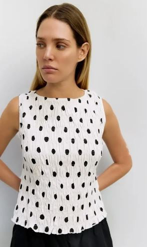 Smocked Polka Dot Top|7349