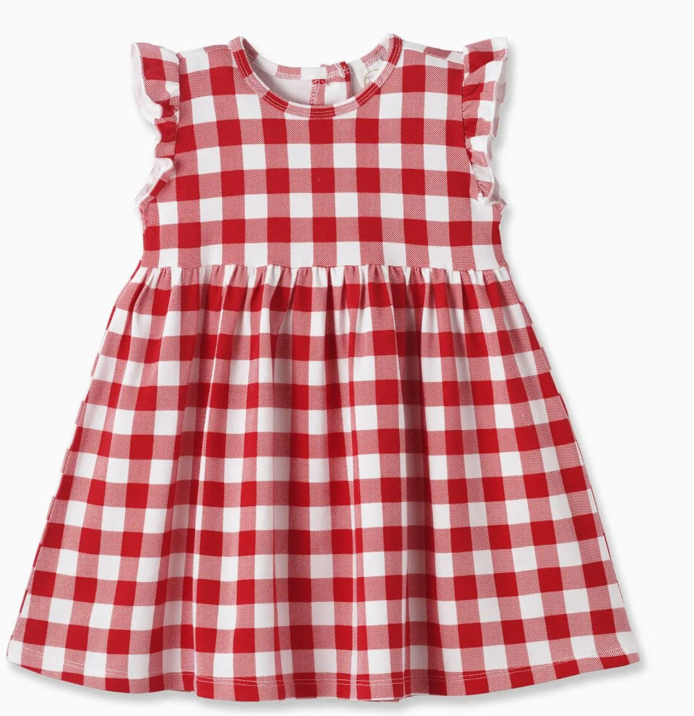 Red Plaid Soft Bamboo Summer Dress|7511