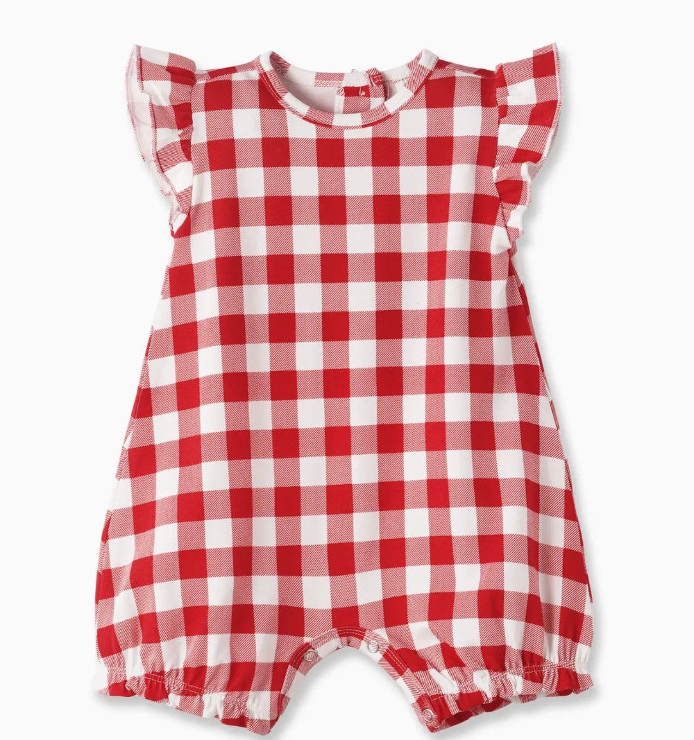 Plaid Soft Bamboo Bubble Romper|7512