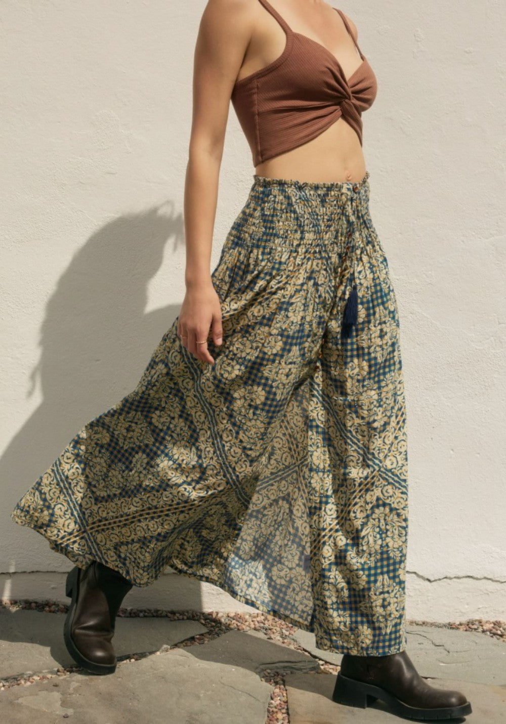 Stay Cute Smocked Hip Midi Skirt|7579