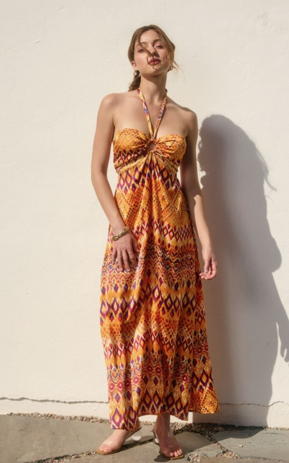 Gold Rush O Ring Halter Neck Dress|7580