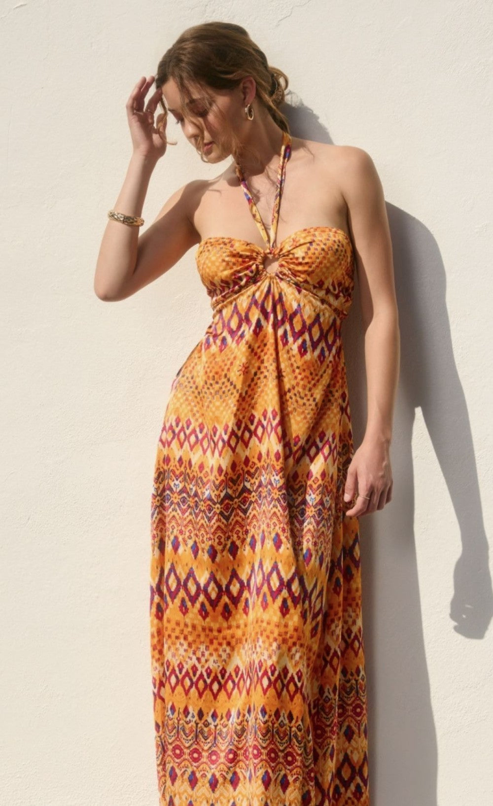 Gold Rush O Ring Halter Neck Dress|7581