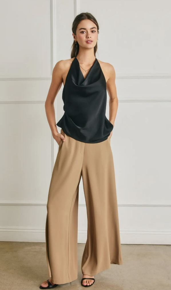 Taupe Extra Wide Leg Pull-On Pants|7583