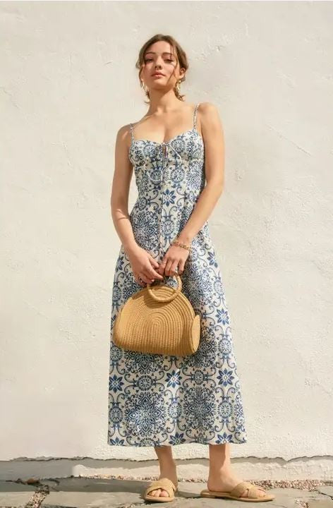 Summer in Capri V Cut Sleeveless Maxi Dress|7599
