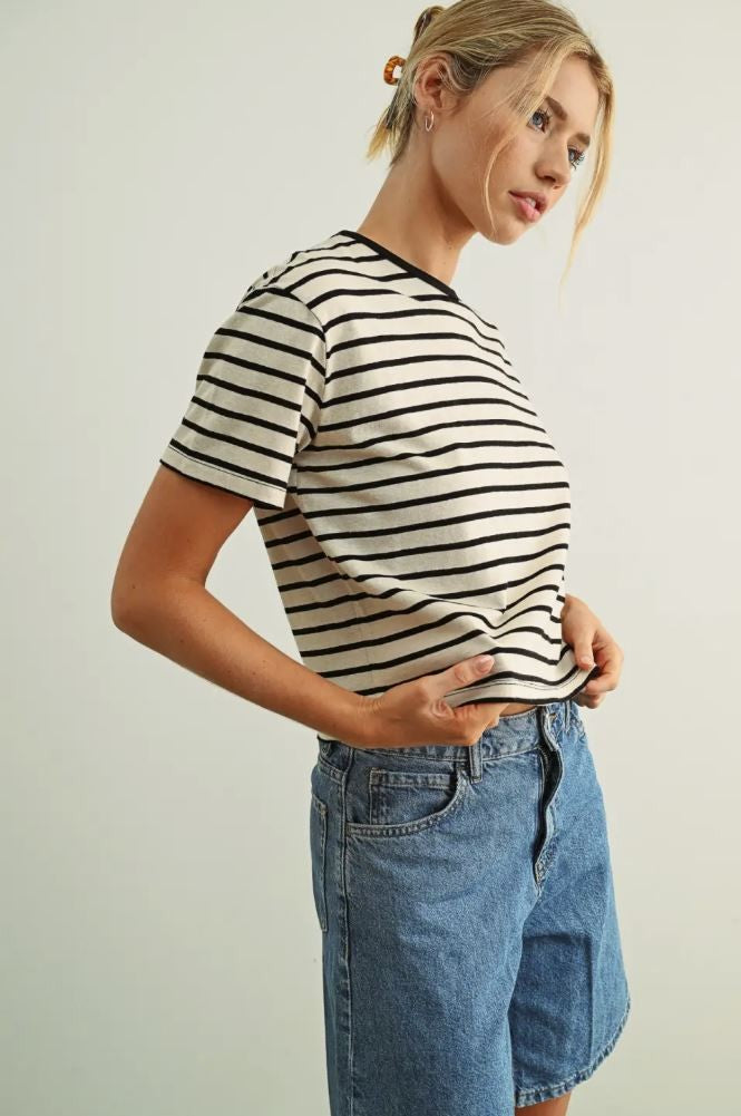 Essential Stripe Ringer Tee|7629