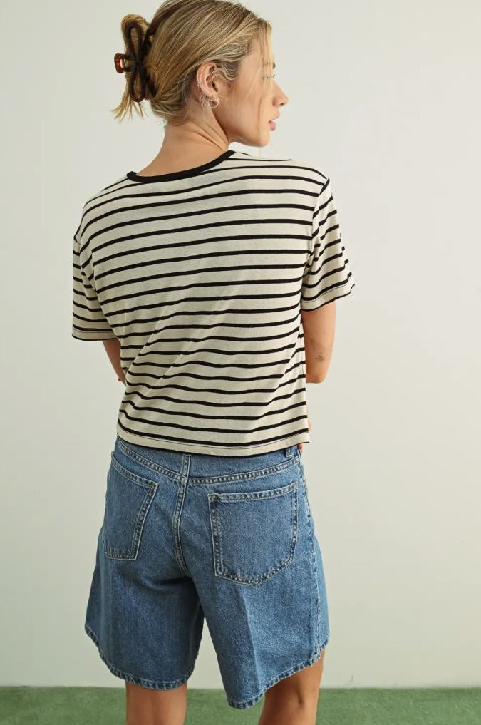 Essential Stripe Ringer Tee|7630