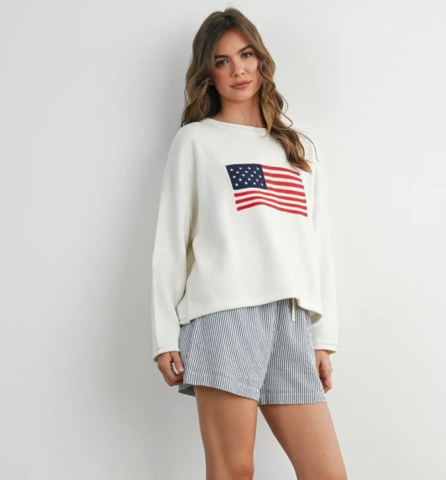Flag Knit Long Sleeve Top|7704