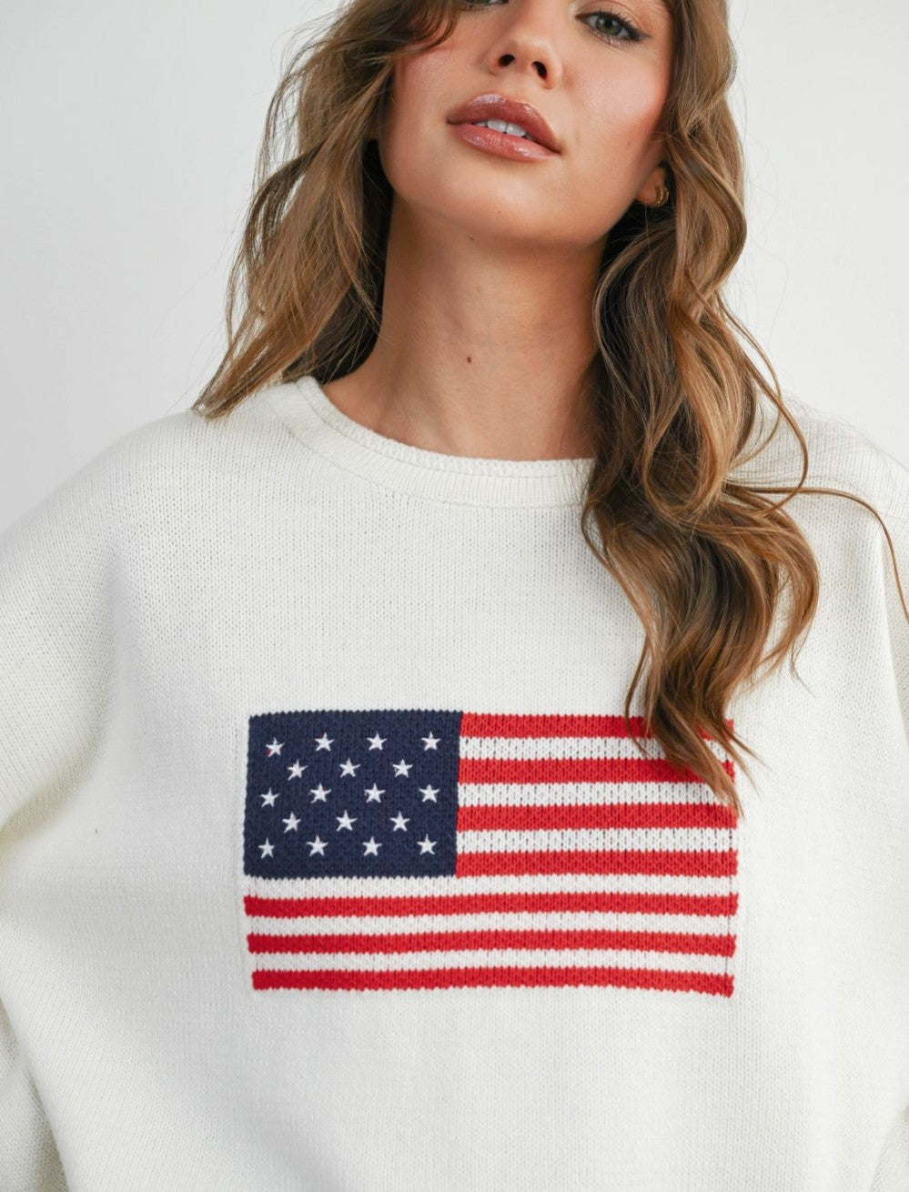 Flag Knit Long Sleeve Top|7705