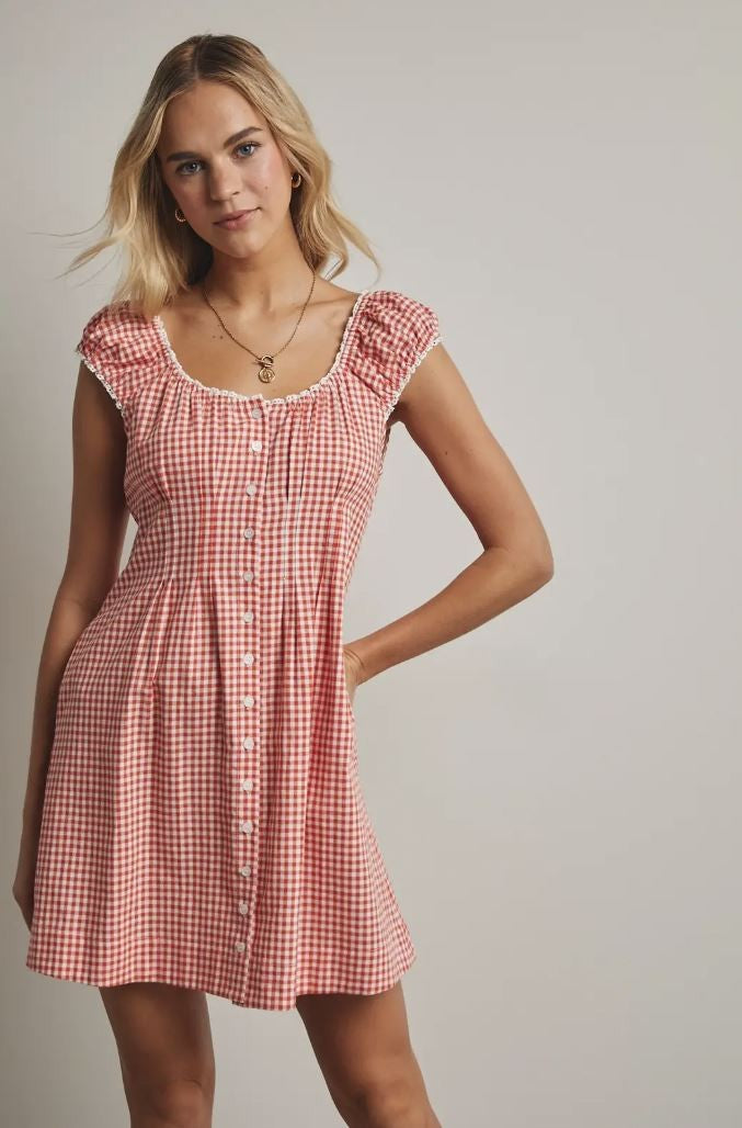 mini gingham dress womens Gingham Button-Up Mini Dress – Winters Collective